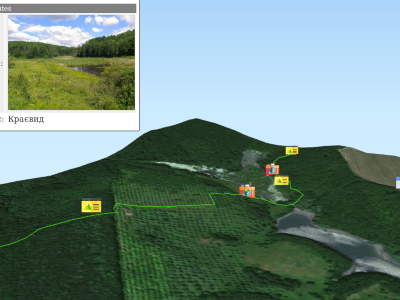 3D visualisation of result of beavers accounting in Slobozhanskiy national park 2016 year