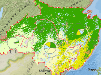 Correlation of types of biomes on the territory of the Amur-Heilong ecoregion